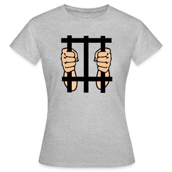 Prisoner in prison two colored fists - Women's T-Shirt - heather grey - Front - AI Model Female 172 dark (172cm)
