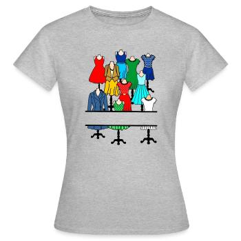 Vêtements pour femmes et filles sur mannequin - T-shirt Femme - gris chiné - Devant - AI Model Female 172 dark (172cm)