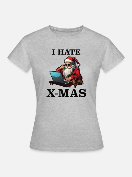 Tech-Weihnachtsmann hasst Weihnachten - Frauen T-Shirt - Grau meliert