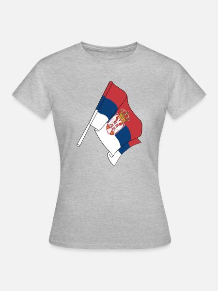 Flagge von Serbien - Frauen T-Shirt - Grau meliert