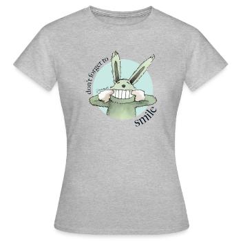 Janosch Hase Don't Forget To Smile - Frauen T-Shirt - Grau meliert - Vorne - AI Model Female 172 dark (172cm)