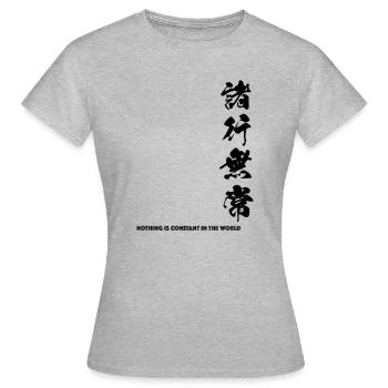 Nothing is constant in this world - Japanese KANJI - Women's T-Shirt - heather grey - Front - AI Model Female 172 dark (172cm)
