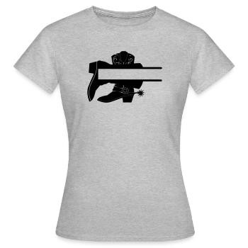 Logo Stiefel Shop - Frauen T-Shirt - Grau meliert - Vorne - AI Model Female 172 dark (172cm)