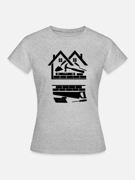 Logo der Baufirma "Häuser" - Frauen T-Shirt - Grau meliert