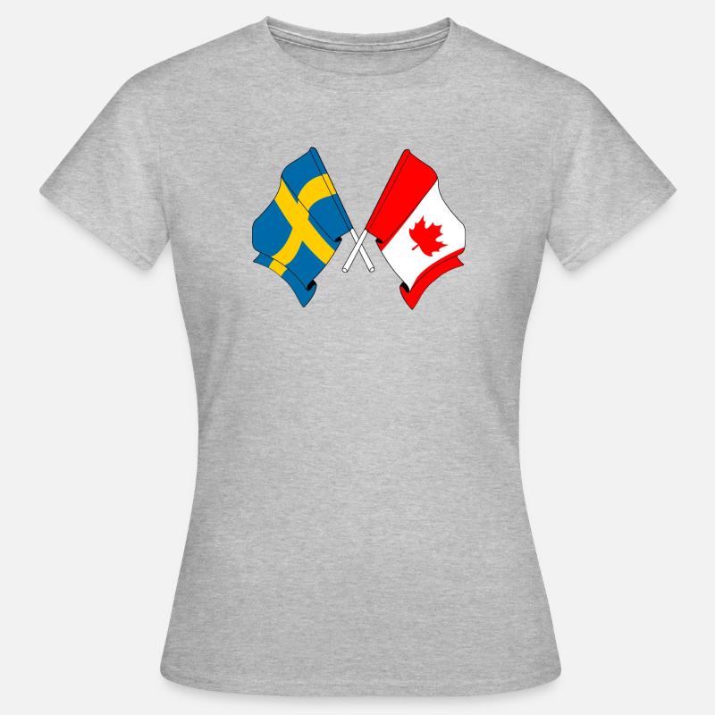 Drapeau de la Suède, drapeau du Canada - T-shirt Femme - gris chiné