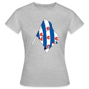 Drapeau de la province de Frise - T-shirt Femme - gris chiné - Devant - AI Model Female 172 dark (172cm)