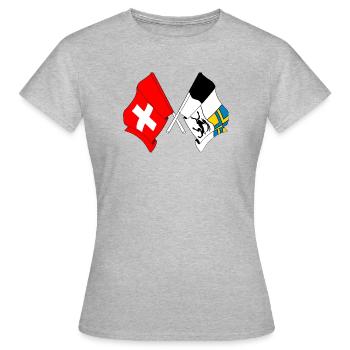 Drapeau de la Suisse et drapeau des Grisons - T-shirt Femme - gris chiné - Devant - AI Model Female 172 dark (172cm)