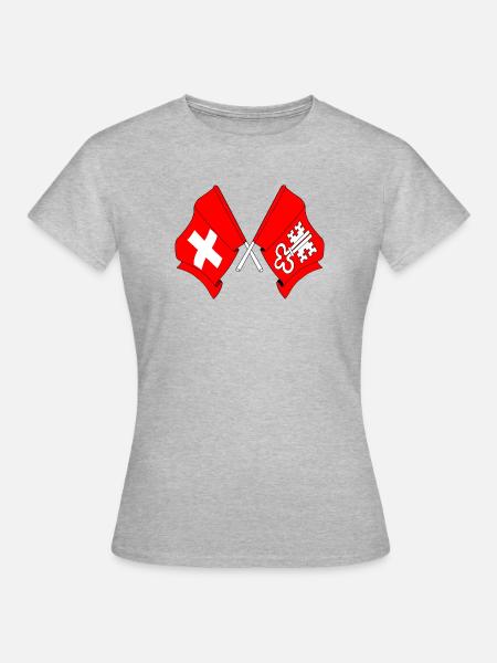 Flagge Schweiz und Flagge Nidwalden - Frauen T-Shirt - Grau meliert