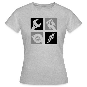 Clé à piston Turbo Bougie d’allumage Emblème - T-shirt Femme - gris chiné - Devant - AI Model Female 172 dark (172cm)