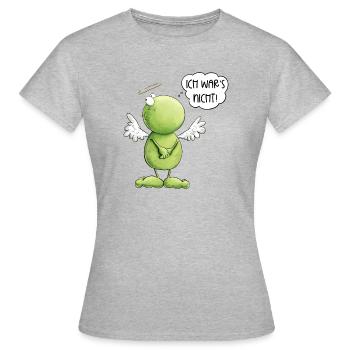 Frosch Engel Unschuld Ich War's Nicht - Frauen T-Shirt - Grau meliert - Vorne - AI Model Female 172 dark (172cm)
