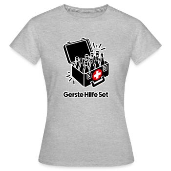 Gerste Hilfe Kasten - Frauen T-Shirt - Grau meliert - Vorne - AI Model Female 172 dark (172cm)