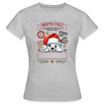 Nordpol Pfötchen im Weihnachtsstil - Frauen T-Shirt - Grau meliert - Vorne - AI Model Female 172 dark (172cm)