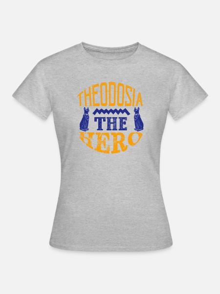 Theodosia The Hero Mit Ra-Statuen - Frauen T-Shirt - Grau meliert