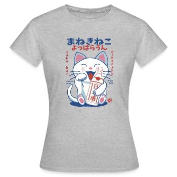 Lucky Cat Drunk on Sake - Women's T-Shirt - heather grey - Front - AI Model Female 172 dark (172cm)
