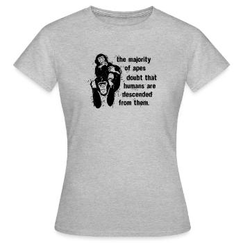 La majorité des singes doutent - T-shirt Femme - gris chiné - Devant - AI Model Female 172 dark (172cm)