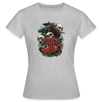 Stay Wild 1911 Arme de poing Sport Shooter - T-shirt Femme - gris chiné - Devant - AI Model Female 172 dark (172cm)