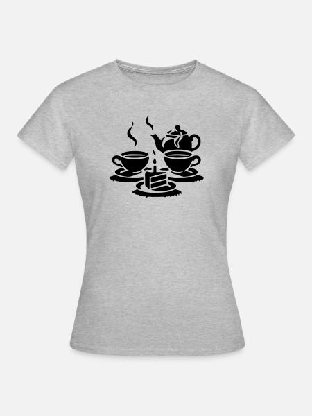 Kaffe Kuchen - Frauen T-Shirt - Grau meliert