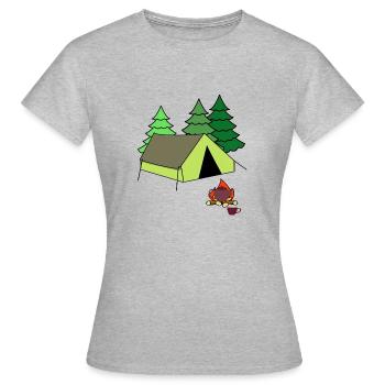 Feu de camp Tente de feu Camp Camping Camping - T-shirt Femme - gris chiné - Devant - AI Model Female 172 dark (172cm)