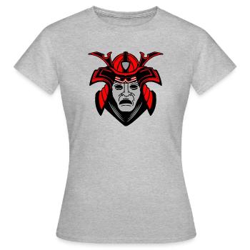 Visage de samouraï lugubre avec casque - T-shirt Femme - gris chiné - Devant - AI Model Female 172 dark (172cm)