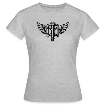 Pédale avec ailes - T-shirt Femme - gris chiné - Devant - AI Model Female 172 dark (172cm)