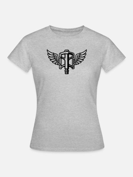 Pedal mit Flügeln - Frauen T-Shirt - Grau meliert