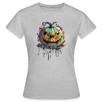 Halloween Kuerbis - Frauen T-Shirt - Grau meliert - Vorne - AI Model Female 172 dark (172cm)