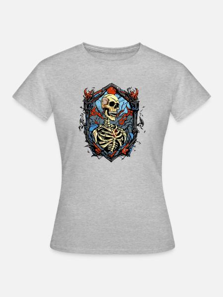 Dead Inside – Gothic Skeleton - Frauen T-Shirt - Grau meliert