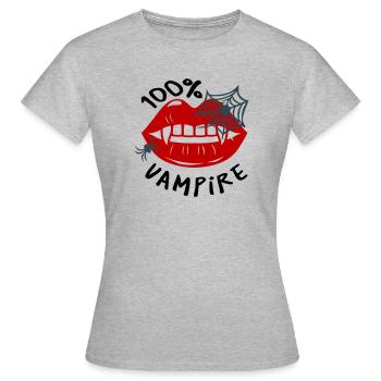 Spinnennetz mit Lippenmotiv - Frauen T-Shirt - Grau meliert - Vorne - AI Model Female 172 dark (172cm)