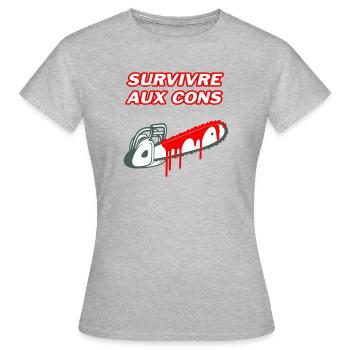 Survivre aux cons - T-shirt Femme - gris chiné - Devant - AI Model Female 172 dark (172cm)