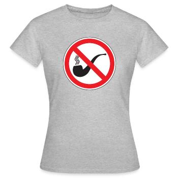 Panneau Interdiction de Fumer Pipe, Signalisation  - T-shirt Femme - gris chiné - Devant - AI Model Female 172 dark (172cm)