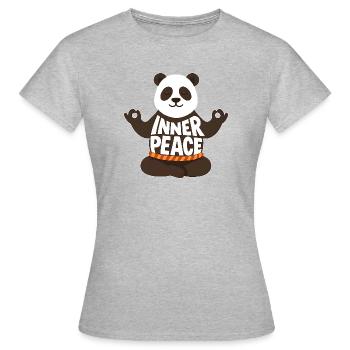 Panda Yoga Inner Peace Lotussitz Spruch - Frauen T-Shirt - Grau meliert - Vorne - AI Model Female 172 dark (172cm)