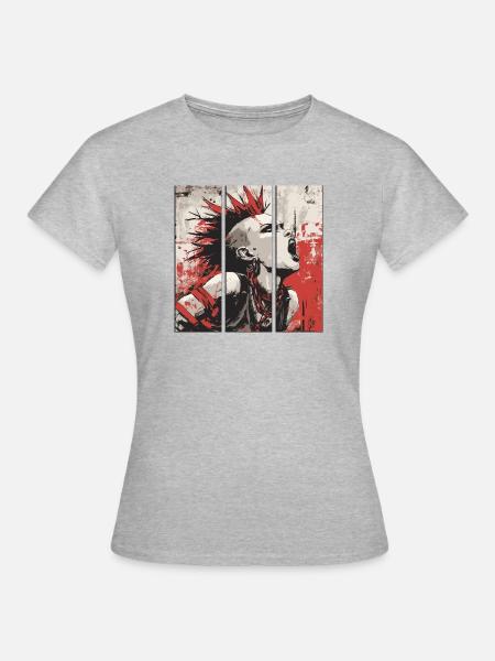Punkrock Mädchen - Frauen T-Shirt - Grau meliert