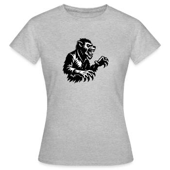 Werewolf silhouette black and white - Women's T-Shirt - heather grey - Front - AI Model Female 172 dark (172cm)