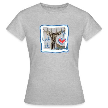 Hirschmotiv let it snow  - Frauen T-Shirt - Grau meliert - Vorne - AI Model Female 172 dark (172cm)