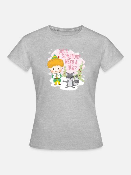 Buddy The Elf With Quote & Raccoon - Women's T-Shirt - heather grey