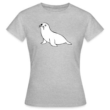 Seehund Robben T-shirt Geschenk Norddeutschland - Frauen T-Shirt - Grau meliert - Vorne - AI Model Female 172 dark (172cm)