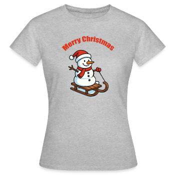 Snowman Sleigh Winter - Women's T-Shirt - heather grey - Front - AI Model Female 172 dark (172cm)