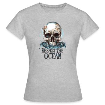 Diver Ocean Respect Dive - Frauen T-Shirt - Grau meliert - Vorne - AI Model Female 172 dark (172cm)