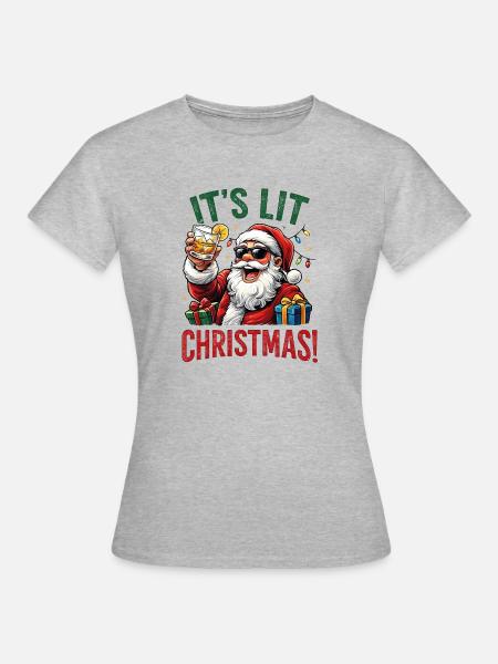funny Santa, little Christmas - Frauen T-Shirt - Grau meliert