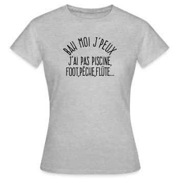 Bah moi je peux - Parodie Je peux pas j'ai... - T-shirt Femme - gris chiné - Devant - AI Model Female 172 dark (172cm)