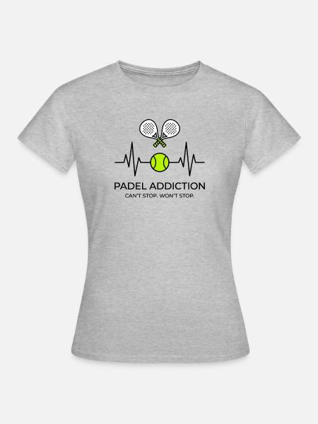 Padel-Sucht – Sport Heartbeat Black - Frauen T-Shirt - Grau meliert