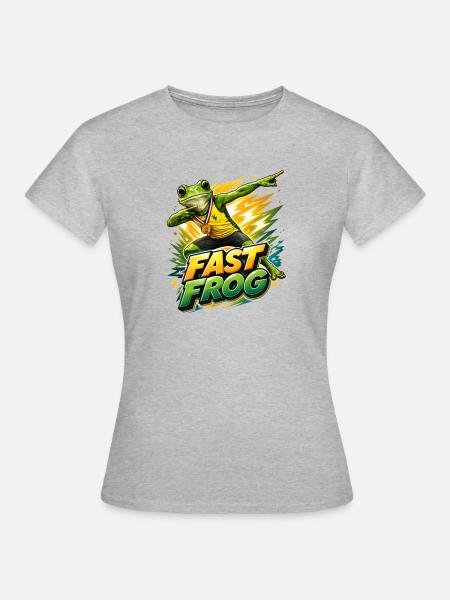 Frosch mit Goldmedaille - Frauen T-Shirt - Grau meliert