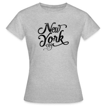New York City - Black Vintage Script - T-shirt Femme - gris chiné - Devant - AI Model Female 172 dark (172cm)