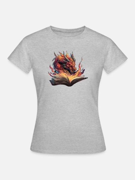 Drachenbuch Transformationsfeuer-Design - Frauen T-Shirt - Grau meliert