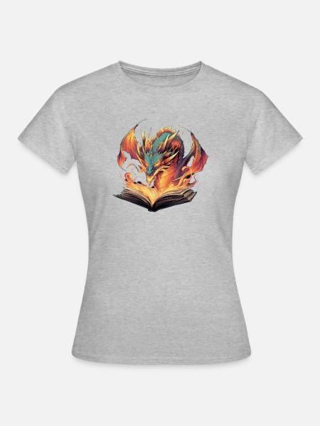 Drachenbuch Transformationsfeuer-Design - Frauen T-Shirt - Grau meliert