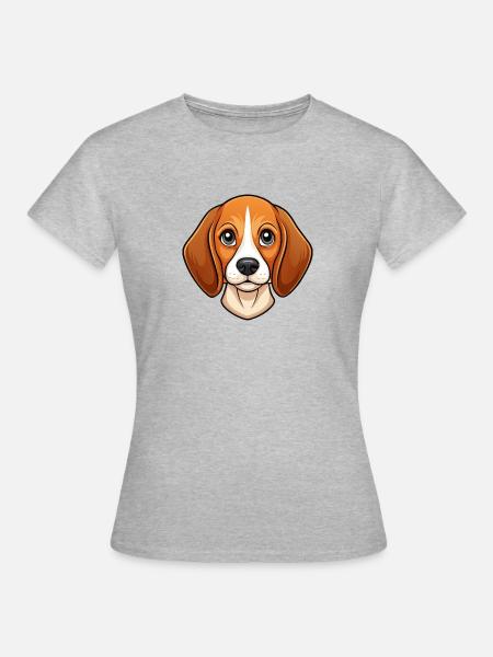 Beagle-Gesicht - Frauen T-Shirt - Grau meliert