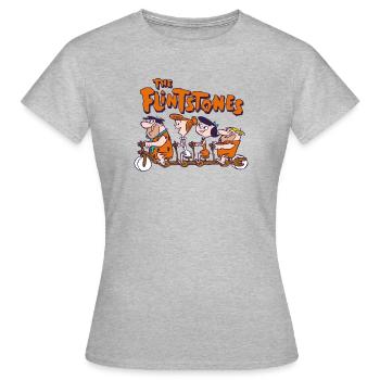 Familie Feuerstein Fred & Co Auf Steinzeit-Radtour - Frauen T-Shirt - Grau meliert - Vorne - AI Model Female 172 dark (172cm)