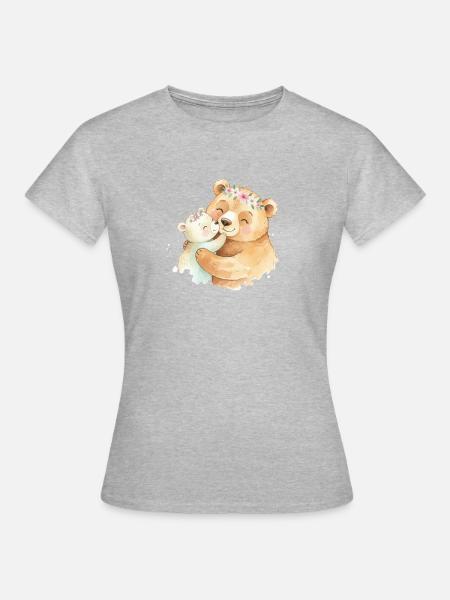 Mama Bär mit Baby Bär - Frauen T-Shirt - Grau meliert