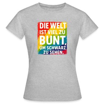 Bunte Welt | Positives Statement - Frauen T-Shirt - Grau meliert - Vorne - AI Model Female 172 dark (172cm)