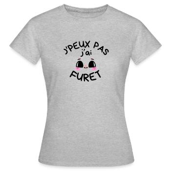 T-shirt Humour J'peux Pas J'ai Furet - T-shirt Femme - gris chiné - Devant - AI Model Female 172 dark (172cm)
